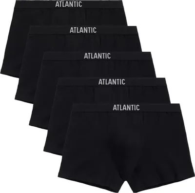 Produktbild von Atlantic Herren Boxershorts Set M - Baumwolle, elastischer Bund, 5er Pack, Schwarz/Grau