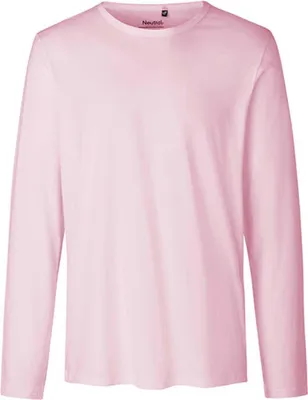Image de Neutral O61050 | T-shirt manches longues homme / 100% coton équitable - Couleur : Light Pink - Taille : XL