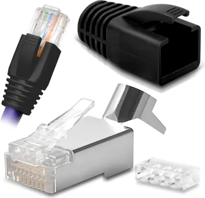 Produktbild von Netzwerk Stecker RJ45 Netzwerkstecker CAT7 CAT6 CAT6A CAT5 vergoldete KontakteStückzahl:50 Stück;Farbe:Schwarz