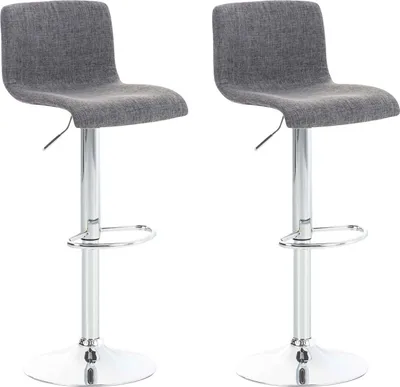 Produktbild von CLP 2er Set Barhocker Hover Stoff höhenverstellbar und drehbar hellgrau Gestell Farbe chrom