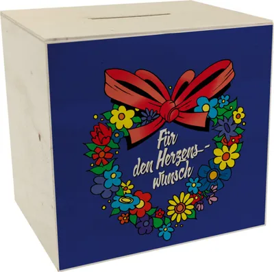 Produktbild von Spardose aus Holz Herzenswunsch in {blau}