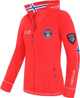 Zdjęcie produktu dla Kurtka polarowa Nebulus EXPLORE damska, ciepła kurtka polarowa, z długim zamkiem błyskawicznym, Q801 - Damska, czerwona, L/40