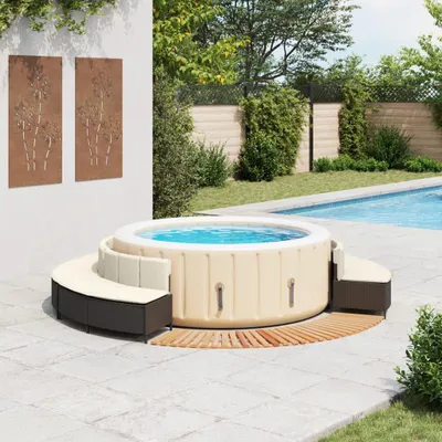 Produktbild von vidaXL Whirlpool-Umrandung Schwarz Poly-Rattan und Massivholz Akazie