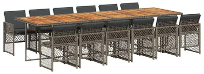 Produktbild von vidaXL 13-tlg. Garten-Essgruppe mit Kissen Grau Poly Rattan