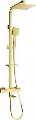Produktbild von Duschsystem mit Thermostat Gold Duscharmatur Regendusche Duschset Duschsäule Dusche; 200x200 mm