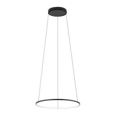 Produktbild von LED Hängeleuchte Metall Aluminium warmweiß 3000 K 560 lm Ø 45 cm rund H: max. 140 cm Schwarz Modern