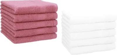 Produktbild von Betz 10 Stück Gästetücher 30x50 cm PREMIUM 100% Baumwolle Set Farbe: altrosa und weiß