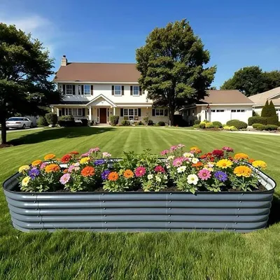 Imagen del producto de Cama elevada de metal para jardinería, dimensiones 200x80x45 cm, ideal para jardines