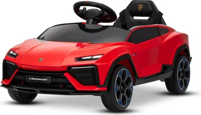 Immagine prodotto di Auto elettrica a guida assistita Lamborghini Lanzador 12 V con trazione posteriore, su licenza ufficiale (monoposto), rossa, batteria al litio, luci a LED, sedile ampio, telecomando a 2,4 GHz, lettore MP3 con ingresso USB/AUX e connessione Bluetooth