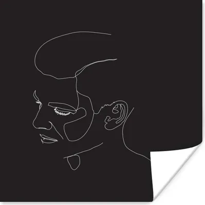 Produktbild von MuchoWow® Poster Gesicht - Strichzeichnung - Mann 100x100 cm - Babyzimmer