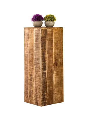 Produktbild von Blumensäule 27x27 H50 o. 73cm Blumen Hocker Holz Pflanzenständer Beistelltisch quadratisch Mangoholz Höhe 73 cm