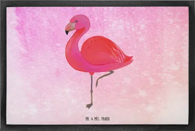 Produktbild von Mr. & Mrs. Panda Bodenvorleger Flamingo Classic 60 x 90 cm - Aquarell Pink - Geschenk, Schmutzmatte, Spruch, fußmatte, Fussmatte, Außenseiter, Ich, Geschwister, Prächtig