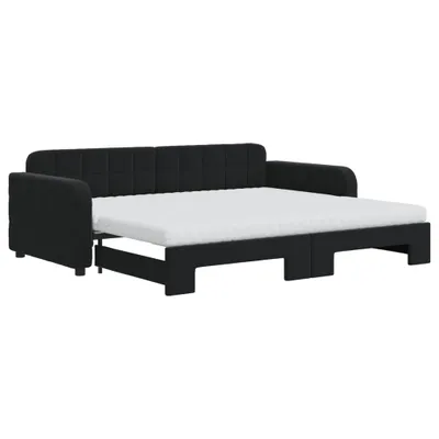 Produktbild von vidaXL Tagesbett Ausziehbar mit Matratzen Schwarz 90x200 cm Samt