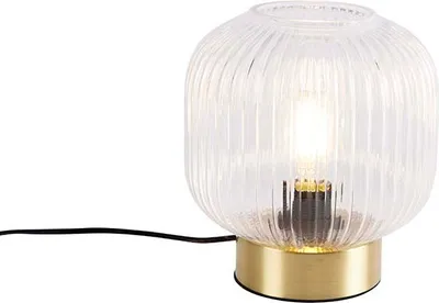 Produktbild von QAZQA - Art Deco Art-Deco-Tischleuchte I Tischlampe I Lampe I Leuchte Messing mit Glas - Karel I Wohnzimmer I Schlafzimmer - Rund - LED geeignet E27