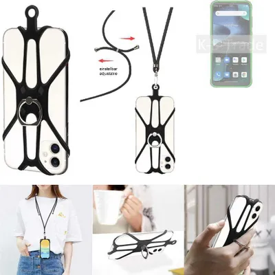 Produktbild von K-S-Trade 3in1 Handykette Handyband Handykordel Halsband Smartphone-Ring Handy-Ring kompatibel mit Blackview BV5200 Fingerhalterung Handyring