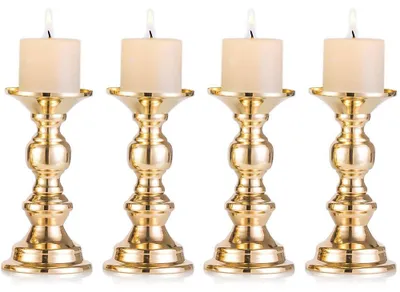 Productafbeelding van Set van 4 gouden kandelaars voor op tafel