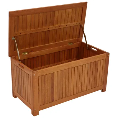 Produktbild von DEGAMO Auflagenbox Kissenbox Gartentruhe RIO 90x45x45cm, Eukalyptus Holz geölt