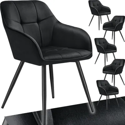 Produktbild von tectake® Esszimmerstuhl Marilyn gepolstert, in Samtoptik, gesteppt 58 x 62 x 82 cm