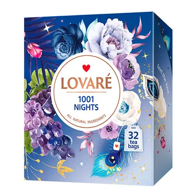 Image de LOVARÉ 1001 Nuits 64g (32 sachets, thé noir et vert)