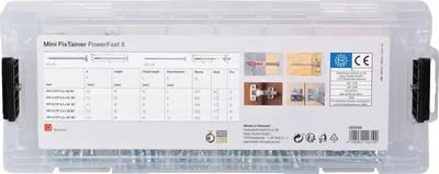 Immagine prodotto di fischer 560094 fischer Holzschrauben-Sortiment Mini FixTainer PowerFast II - BC 560094 3,5/4/4,5/5 mm x 30/40/50/60/80 mm, 125 St.