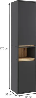 Zdjęcie produktu dla Wysoka szafka Vicco Viola Szary/Artystyczny 38 x 170 cm z 2 drzwiami, Model 54879