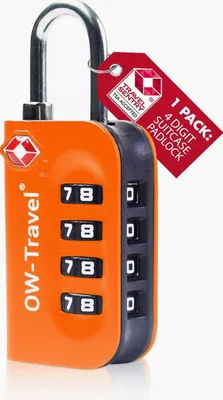 Produktbild von Sicherheits-Zahlenschloss TSA für Reisekoffer und Gepäck orange