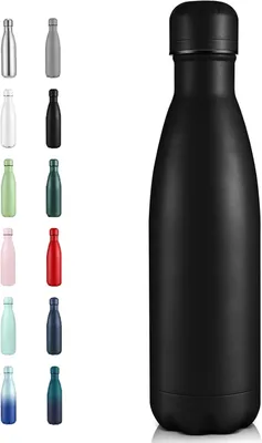 Imagen del producto de Botella térmica de acero inoxidable, 500 ml, de doble pared, con aislamiento al vacío, ideal para camping y deportes