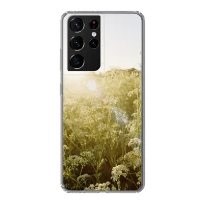 Produktbild von MuchoWow® Handyhülle Schutzhülle Hülle für Samsung Galaxy S21 Ultra Blumen - Weiß - Frühling Silikon Softcase Handy Hülle - Mobiltelefon