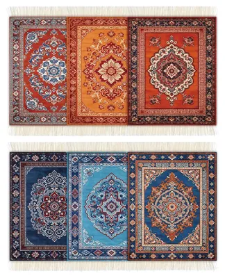 Zdjęcie produktu dla Zestaw 6 podkładek pod talerze w stylu boho, idealne do dekoracji - prostokątne