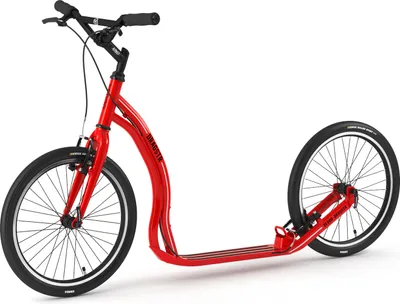 Produktbild von Yedoo Dragstr Sport Alloy Roller Scooter Tretroller - für Erwachsene und Teenager, bis 150 kg, mit Luftreifen 20/20 und verstellbarem Lenker Rot