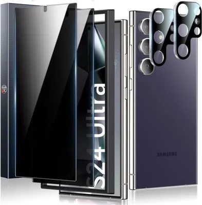 Image de S24 Ultra Film de protection blindé avec protection de la caméra 9H pour Samsung Galaxy Noir