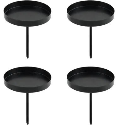 Productafbeelding van Adventskrans met kaarshouders, 6 cm, zwarte kaarshouders, 4 stuks, metaal, geschikt voor stompkaarsen en staafkaarsen