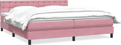 Image de Sommier à lattes de lit avec matelas rose 180x210 cm velours