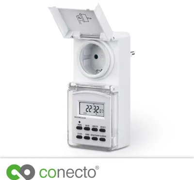 Produktbild von conecto Digitale Zeitschaltuhr, IP44, 3600 Watt, weiß,