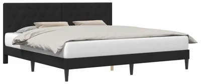 Produktbild von Bettrahmen mit Kopfteil Schwarz 200 x 200 cm Samt