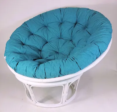 Produktbild von Rattan Papasansessel,Papasan Durchmesser 110 cm, Fb. weiß lackiert, Polster Uni Living 246 türkis
