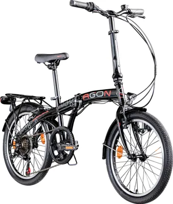 Produktbild von Agon Parklane Klapprad für Damen und Herren 150 - 185 cm 6 Gang Fahrrad Faltrad StVZO schwarz/rot