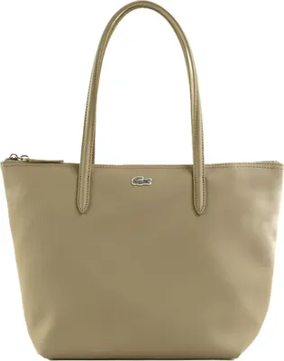 A studio shot of a beige tote bag.