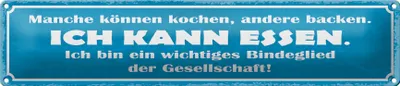 Produktbild von Blechschild manche kochen andere backen. Ich kann Essen, 46x10 cm, Blechschilder Spruch Küche