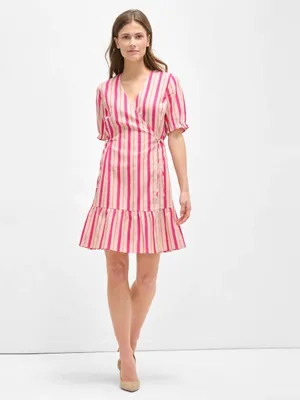 Produktbild von Orsay Rosa gestreiftes Wickelkleid aus Leinen DP-3414259__XS