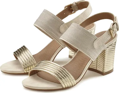 Produktbild von LASCANA Riemchensandalette Sommerschuh, offener Schuh, Sandalette, Sandale, goldfarben Größe 40