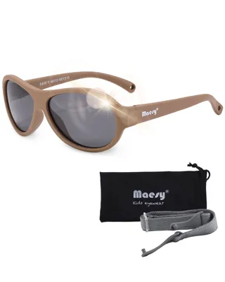 Produktbild von Maesy Baby Sonnenbrille 0-2 Jahre - Flexibel biegbar - Gummiband - Polarisierter UV400 Schutz - Jungen und Mädchen – Oval - Joya – Braun