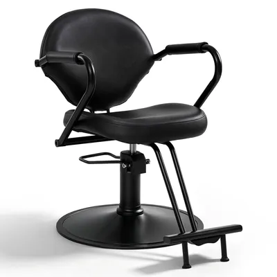 Produktbild von Stuhl, Sessel, mit Hydraulikpumpe 360° Drehbar, Bedienungsstuhl, Höhenverstellbar, Barber Stuhl Kunstleder, 2079 (Schwarz)