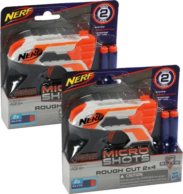 Produktbild von 2er Set Nerf Blaster Gun Micro Shots Rough Cut 2x4 N-Strike Elite Dart