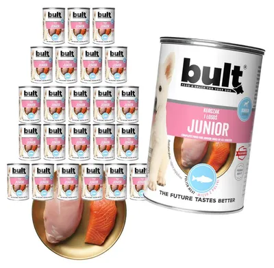 Produktbild von Bult | Bult Junior Nassfutter - 24x400g - Huhn und Lachs - für Welpen - Feuchtes Hundefutter