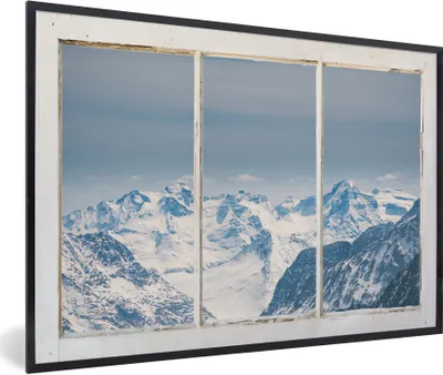 Produktbild von MuchoWow® MuchoWow® Gerahmtes Poster Aussicht - Berg - Schnee 30x20 cm - Poster mit zchwarzem Bilderrahmen - Kunstdruck - Bild-Poster