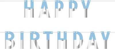 Produktbild von Happy Birthday Girlande hellblau silber