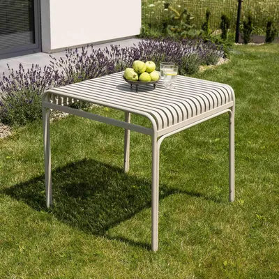 Produktbild von di volio Gartentisch LIWIO - Outdoor Tisch 80x80 cm, wetterfester Balkontisch aus Metall (Beige)