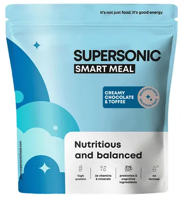 Produktbild von SUPERSONIC Smart Meal Trinkmahlzeit Schokolade-Toffee 1300 g – 33 g Eiweiß pro 100 g, 26 Vitamine & Mineralstoffe, laktosefrei