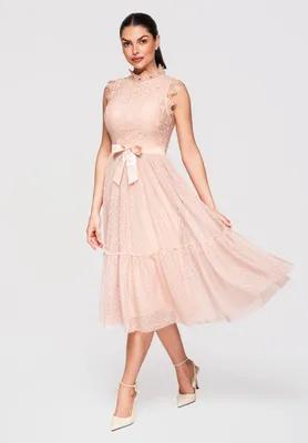 Produktbild von LARICA Midikleid Spitze A-Linie Elegant LA-OM-DLR321 nude S
